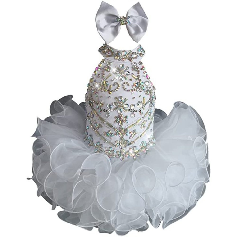 NWT Beautiful Sparkling Bling Rhinestone Baby Gown Flower Girl Pageant D…